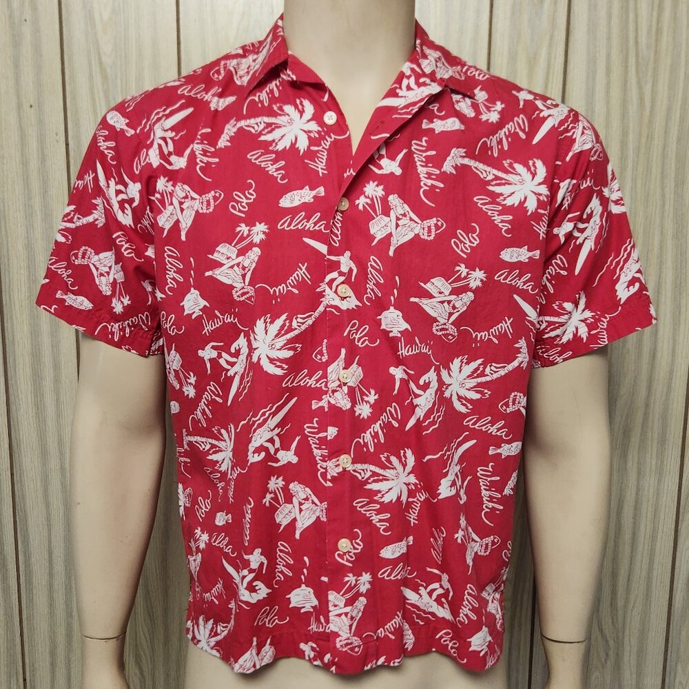 Polo red Hawaiian shirt S men's cotton Ralph Lauren